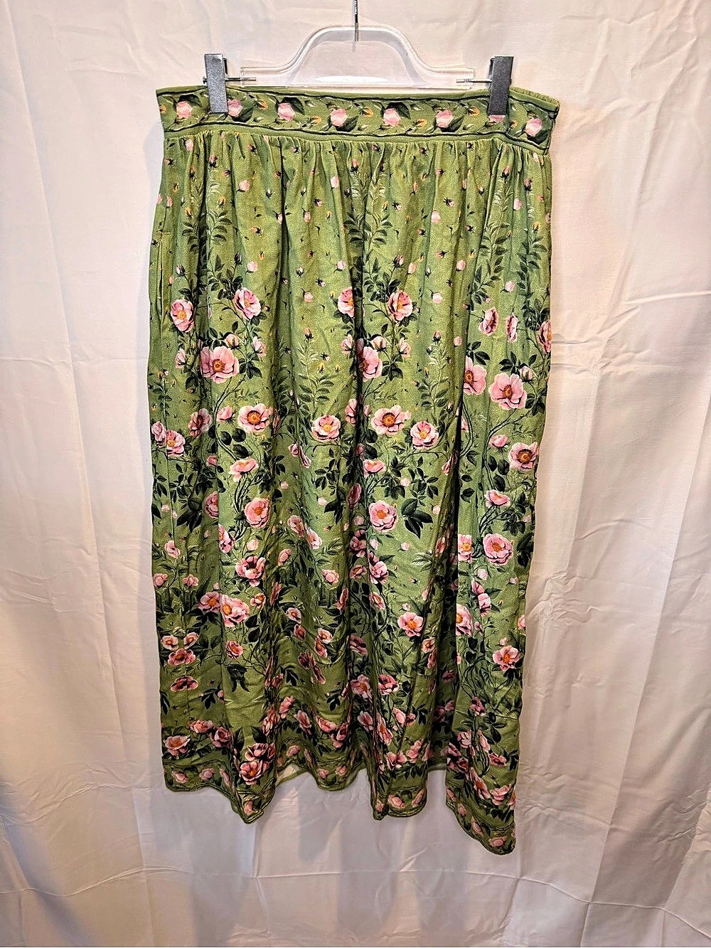 Max Studio London Floral Maxi Skirt Green Pink Size Medium NWT